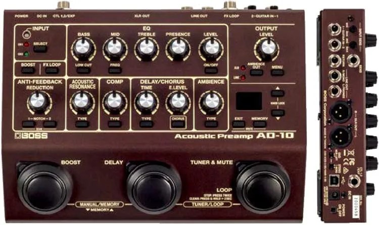 ギター BOSS AD-10 Acoustic Preamp Gear Review: Boss AD-10 Acoustic Preamp | Acoustic Guitar